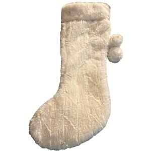 WORLD MARKET Christmas Stocking, Diamond Faux Fur, Cream, NWT, "8 x 20"